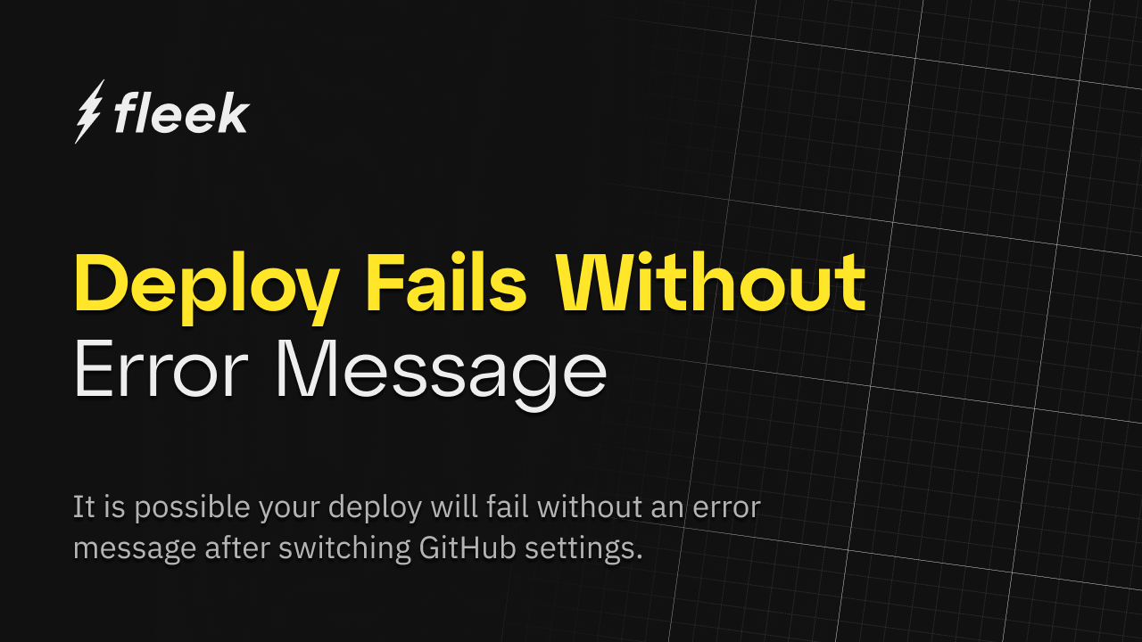 Deploy fails with no error message after switching GitHub settings