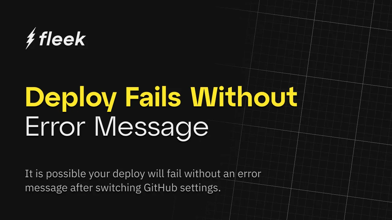 Deploy fails with no error message after switching GitHub settings